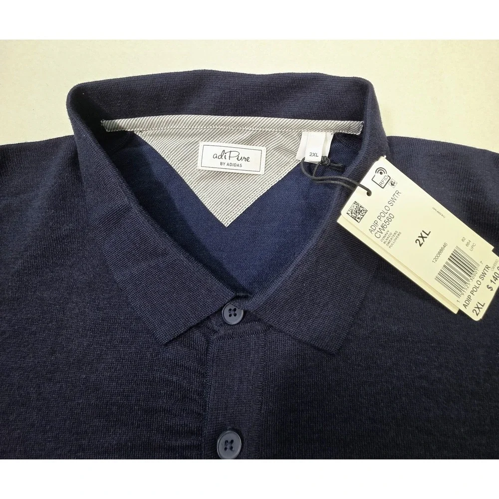 NEW Adidas Sweater Mens  2xl‎ Adipure Wool Golf Pullover Polo Long Sleeve $140